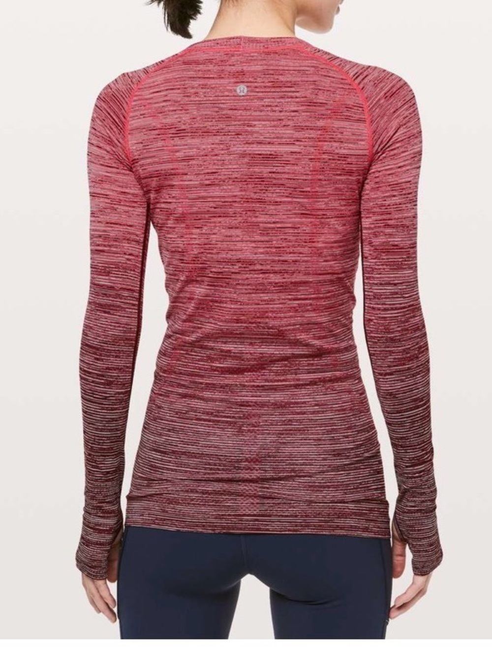 Lululemon Swiftly Tech Long Sleeve Crew ~ 8 ~ Red Alert / Dark Sport Red / Black - Picture 13 of 14